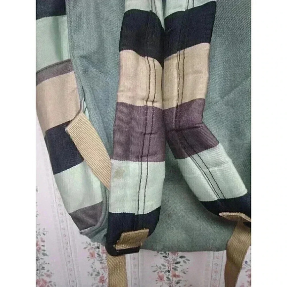 Himawari Green/Brown Canvas Backpack Travel School Computer USB Charging Port - Picture 6 of 12